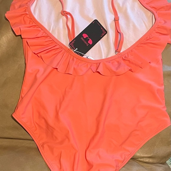 Melon Ruffle Trim Swimsuut - Picture 2 of 3